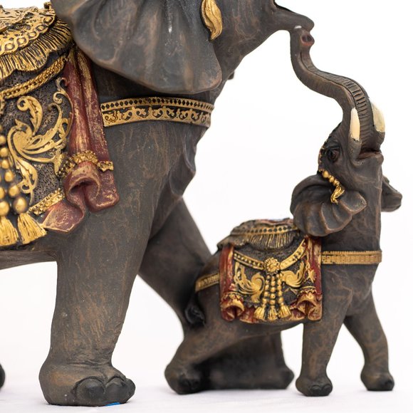 Natural Color  Elephant Statue With Upward Facing Trunk Gift Set - Picture 2 of 6